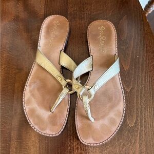 Lilly Pulitzer Metallic Gold Toe-Ring Sandals